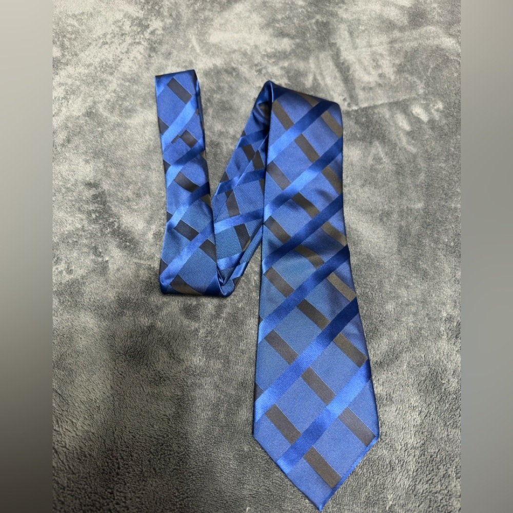 Alfani Blue and Black Plaid Men's Tie
